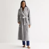 Liz Claiborne Womens Fleece Long Sleeve Long Length Robe In Gray