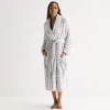 Liz Claiborne Womens Fleece Long Sleeve Long Length Robe In Gray