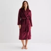 Liz Claiborne Womens Fleece Long Sleeve Long Length Robe In Red