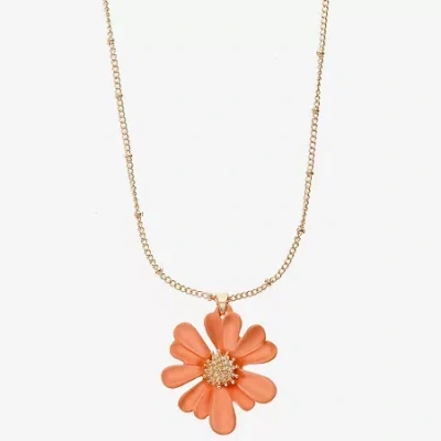 Liz Claiborne Womens Flower 17 Inch Pendant Necklace In Gold