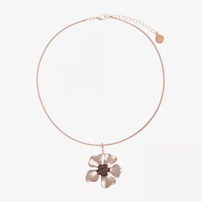 Liz Claiborne Womens Flower 17 Inch Pendant Necklace In Neutral
