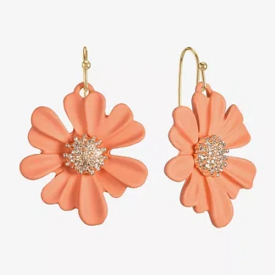 Liz Claiborne Womens Flower Drop Earrings In Neutral