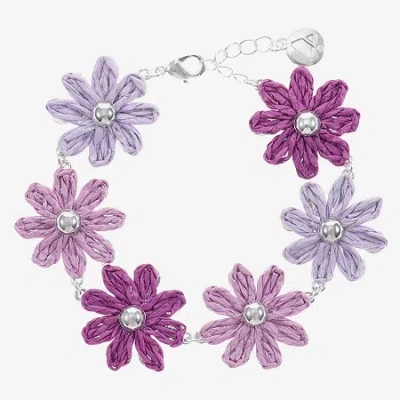 Liz Claiborne Womens Flower Strand Bracelet In Purple