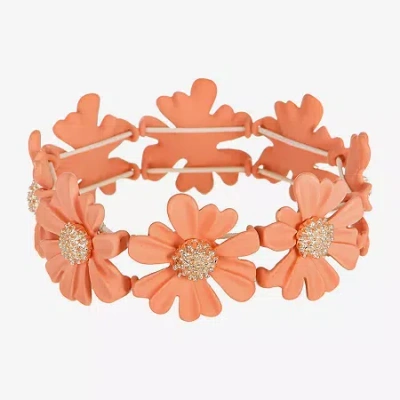 Liz Claiborne Womens Flower Stretch Bracelet In Orange