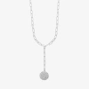 Liz Claiborne Womens Glass 18 Inch Y Necklace In Silver