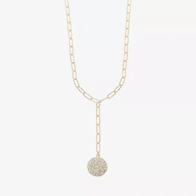 Liz Claiborne Womens Glass 18 Inch Y Necklace In Gold