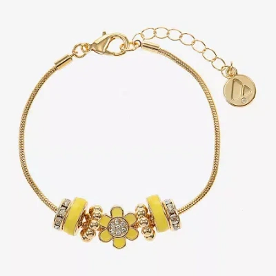 Liz Claiborne Womens Glass Flower Charm Bracelet In Gray