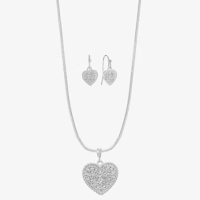 Liz Claiborne Womens Glass Heart 2-pc. Jewelry Set In Metallic