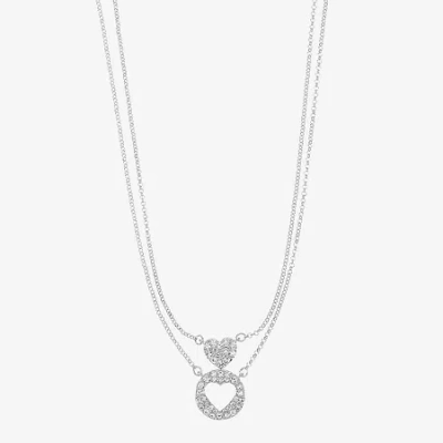 Liz Claiborne Womens Glass Heart 2-pc. Necklace Set In Metallic