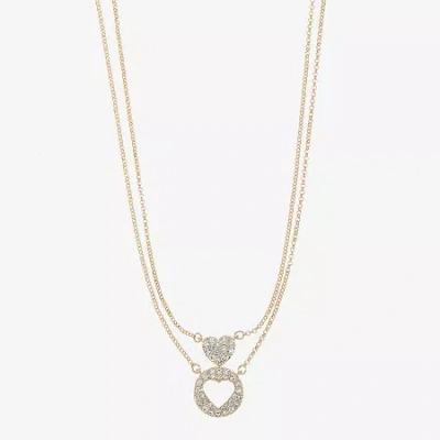 Liz Claiborne Womens Glass Heart 2-pc. Necklace Set In Gold
