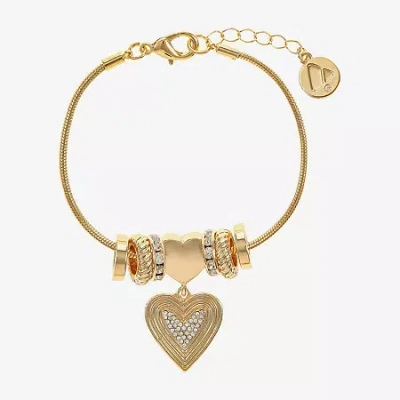 Liz Claiborne Womens Glass Heart Charm Bracelet In Burgundy