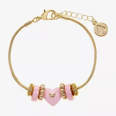 Liz Claiborne Womens Glass Heart Charm Bracelet In Gold