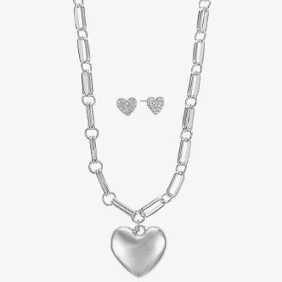 Liz Claiborne Womens Glass Heart Hypoallergenic 2-pc. Jewelry Set In Metallic