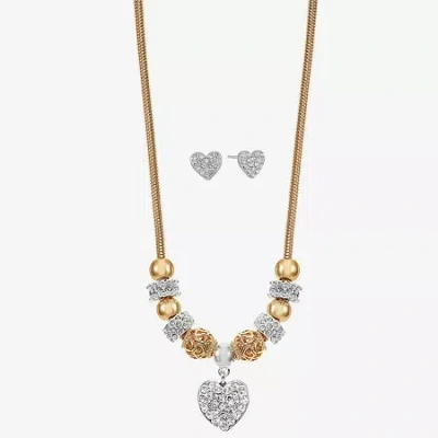 Liz Claiborne Womens Glass Heart Hypoallergenic 2-pc. Jewelry Set In Gold