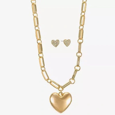 Liz Claiborne Womens Glass Heart Hypoallergenic 2-pc. Jewelry Set In Gold