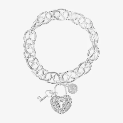Liz Claiborne Womens Glass Heart Stretch Bracelet In Metallic