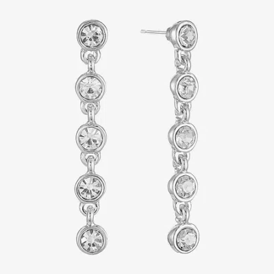 Liz Claiborne Womens Glass Hypoallergenic Drop Earrings In Silver