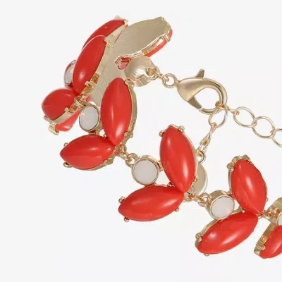 Liz Claiborne Womens Glass Strand Bracelet In Orange