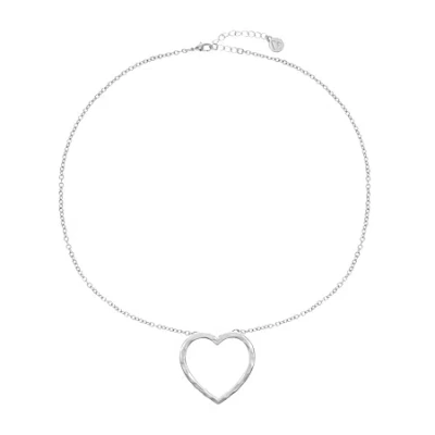 Liz Claiborne Womens Heart 20 Inch Pendant Necklace In Silver