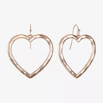 Liz Claiborne Womens Heart Drop Earrings In Gold