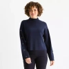 Liz Claiborne Womens High Neck Long Sleeve Pullover Sweater In Blue