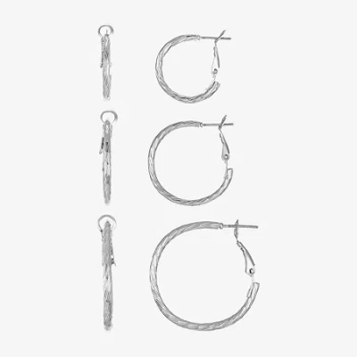 Liz Claiborne Womens Hypoallergenic 3 Pair Earring Set In Silver