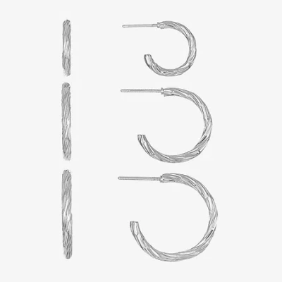 Liz Claiborne Womens Hypoallergenic 3 Pair Earring Set In Silver