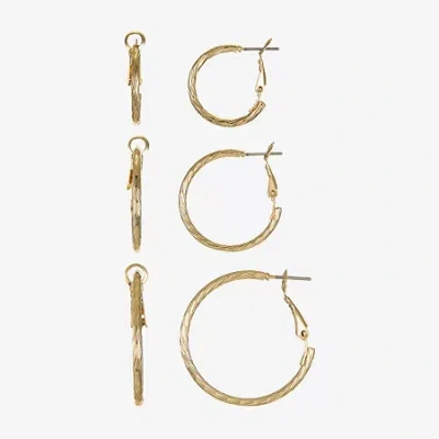 Liz Claiborne Womens Hypoallergenic 3 Pair Earring Set In Yellow