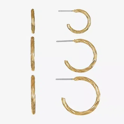 Liz Claiborne Womens Hypoallergenic 3 Pair Earring Set In Yellow