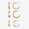 Liz Claiborne Womens Hypoallergenic 3 Pair Earring Set In Gold