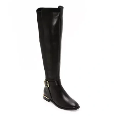 Liz Claiborne Womens Jepson Stacked Heel Over The Knee Boots In Black