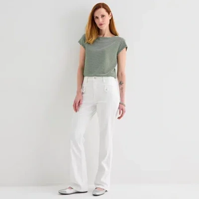 Liz Claiborne Womens Lana Mid Rise Bootcut Jean In White