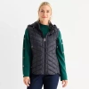 Liz Claiborne Womens Lightweight Puffer Vest In Black