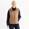Liz Claiborne Womens Lightweight Puffer Vest In Sand