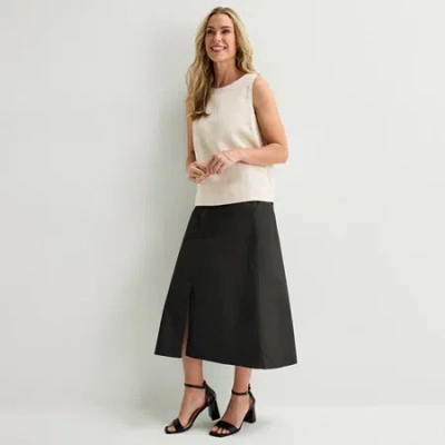 Liz Claiborne Womens Long A-line Skirt In Black