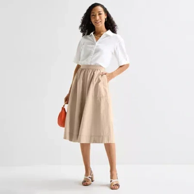 Liz Claiborne Womens Long Full Skirt In Brown