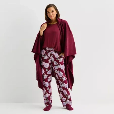 Liz Claiborne Womens Long Sleeve 4-pc. Pajama Set In Red