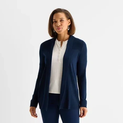 Liz Claiborne Womens Long Sleeve Layered Sweater In Blue