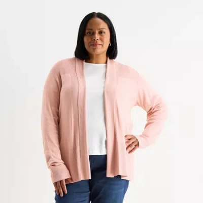 Liz Claiborne Womens Long Sleeve Layered Sweater Plus In Pink