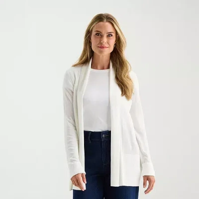 Liz Claiborne Womens Long Sleeve Layered Sweater Tall In White