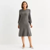 Liz Claiborne Womens Long Sleeve Midi Sweater Dress In Gray
