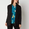 Liz Claiborne Womens Long Sleeve Open Front Cardigan In Black