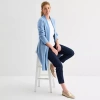 Liz Claiborne Womens Long Sleeve Open Front Cardigan In Blue