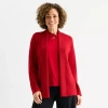 Liz Claiborne Womens Long Sleeve Open Front Cardigan In Red