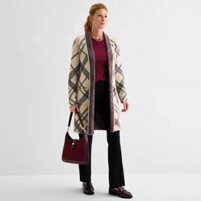 Liz Claiborne Womens Long Sleeve Open Front Cardigan In Sand