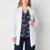 Liz Claiborne Womens Long Sleeve Open Front Plus Cardigan In White