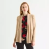 Liz Claiborne Womens Long Sleeve Open Front Tall Cardigan In Sand