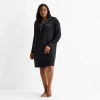Liz Claiborne Womens Long Sleeve Plus Nightshirt In Black