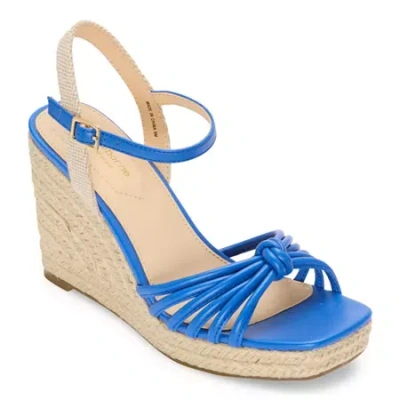 Liz Claiborne Womens Marcos Wedge Sandals In Blue