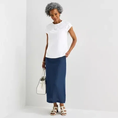 Liz Claiborne Womens Maxi Skirt In Blue
